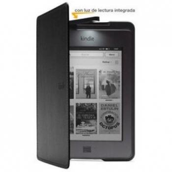 Funda de cuero con luz Amazon para Kindle Touch, color negro