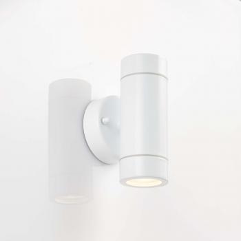 Aplique de jardín Palin Cristal blanco brillo 2 bombillas 15,6cm, tipo: Aplique de pared Up Down para exterior, características: 2 luces, color blanco brillante, material vidrio, clasificación IP44, base GU10