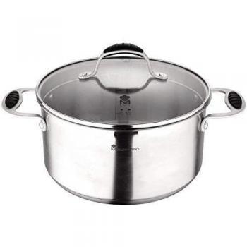 MasterPRO Cacerola 24x12 cm con Tapa Acero Inoxidable Apta para inducción Gravity, Plateado, 24 cm