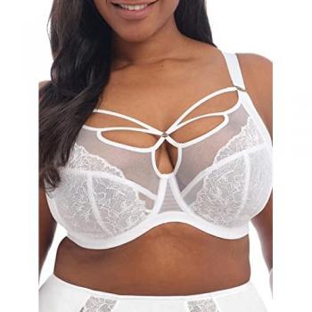 Elomi Brianna Underwire Plunge Bra - White Cotton - Size 42H - G-O Cup