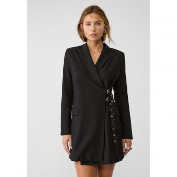 Stradivarius Black Blazer Dress with Buckles Size L