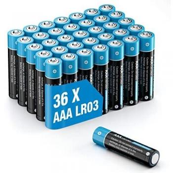 AAA Pilas Alcalinas LR03 Baterías de 10 Años Larga Duración para Linternas, Relojes, Mandos a Distancia, Juguetes-36 Unidades de 1.5V……