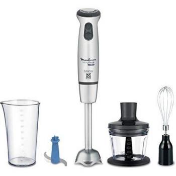 Moulinex Batidora de mano Infinity Force Ultimate - Batidora con accesorios 4 en 1, 1000 W con 25 velocidades y turbo, 4 cuchillas, incluye picadora, vaso medidor, varilla batidora y cuchilla hielo