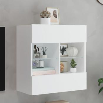 Mueble de TV de pared con luces LED blanco 58,5x30x60,5 cm Vidaxl