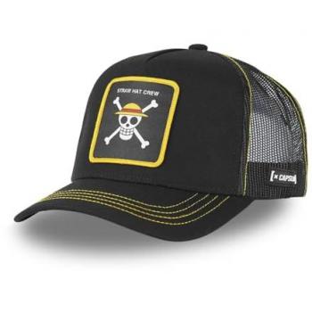 Gorra de Camionero Capslab Luffy One Piece Negra con Malla, Talla Única