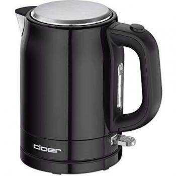 Cloer Hervidor de agua 4510 de acero inoxidable, 2200 W, indicador de nivel de agua, protección contra ebullición en seco y sobrecalentamiento, 1 litro, color negro