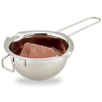 Cazo Baño María de Acero Inoxidable con Control de Temperatura, 6 x 24 x 14 cm, Ideal para Derretir Mantequilla y Chocolate, Plateado