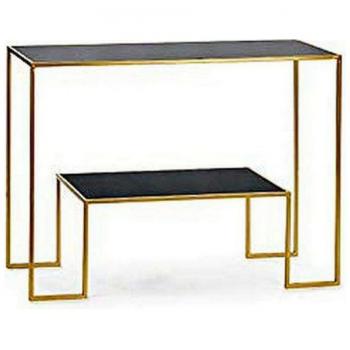 Recibidor BIG-S3605005 Negro Dorado Metal Cristal - Recibidor de decoración, color negro y dorado, material metal y cristal