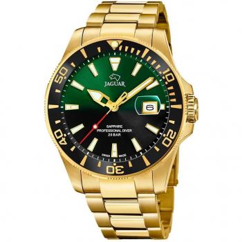 Reloj Jaguar Executive J877/5 para Hombre con Caja de Acero Inoxidable 316L Dorado y Esfera Verde