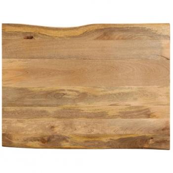 Mesa de comedor de madera maciza de mango 110x80x3,8 cm con bordes vivos y acabado marrón