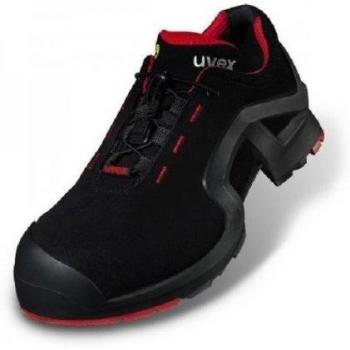 Zapatos de seguridad bajos Uvex 1 S3 SRC ESD con soporte extendido, talla 52, color negro/rojo