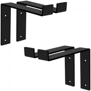 Set de 4 Soportes de Estante en L de Metal Negro, 20 x 4 x 14.5 cm, Capacidad Máxima 50 kg, Ideal para Estanterías de Pared y Proyectos DIY