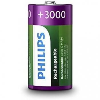 Baterías Recargables C Philips Ni-MH 3000mAh (2 Piezas)