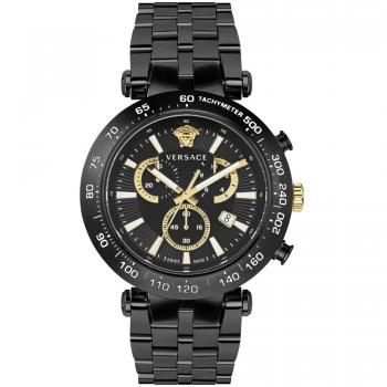 Versace Bold Chrono Black Stainless Steel Watch, Male, Black, Size: ONE SIZE