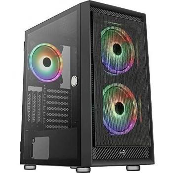 Aerocool GRAPHITEV3, Caja PC ATX, Cristal Templado, 3 Ventiladores ARGB 14cm, Negro