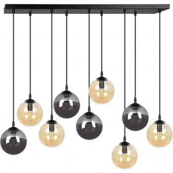 Lámpara colgante EMIBIG LIGHTING Glassy, 9 luces, negra, grafito/ámbar/clara, E14