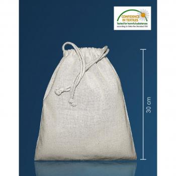 Siglo XXI Publicidad 10 x Bolsa muselina algodon natural Jassz 25 x 30 cm. con cordón ajustable, 140 grs.