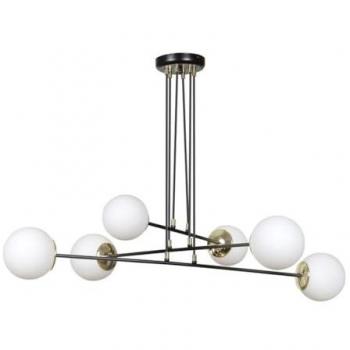 Lámpara de Suspensión Ognis EPIKASA, Acero con recubrimiento de polvo y Vidrio, Negro y Blanco, 90x100x75 cm