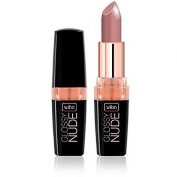 The name of the product, including its type and characteristics as described, is:Wibo Glossy Nude Lipstick N.1