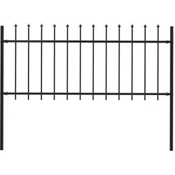 vidaXL Garden Fence with Spear Top Steel 1.7x0.8 m Black