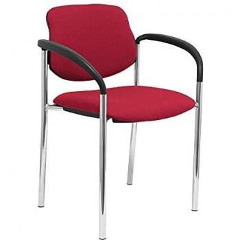 Silla Fija de Oficina Villalgordo Bali Granate con Chasis Cromo y Brazos - Piqueras Y Crespo