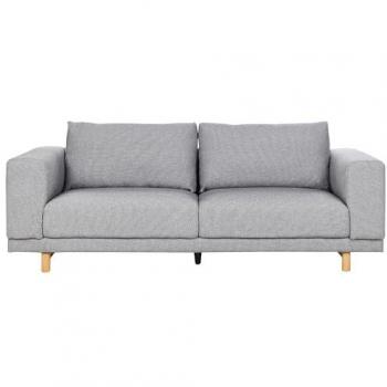 Sofá 3 Plazas Gris de Poliéster Estilo Minimalista con Reposabrazos Anchos y Respaldo Acolchado
