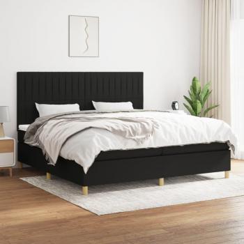 Cama box spring con colchón de tela negro 200x200 cm