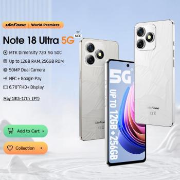 Ulefone Nota 18 Smartphone Ultra 5G, 12 GB de RAM (6+6), 256GB ROM, pantalla de 6,78, NFC, cámara de 50MP, procesador MTK Dimensity 720