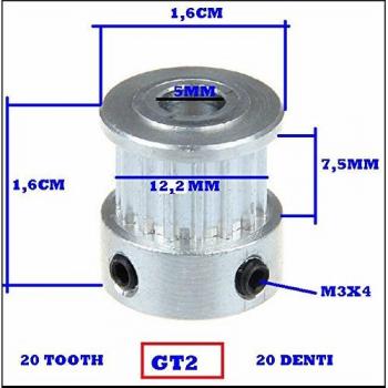 ENGRANAJE PARA POLEA GT 2-20 DIENTES PARA IMPRESORA 3D TIMING PULLEY.PRINTER CNC TOOTH ARDUINO