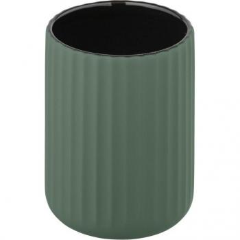 Vaso portacepillos de cerámica Belluno verde, Ø 8 x H 11 cm, Soft Touch