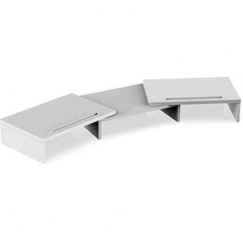 Phoenix Elevador de Monitor de Madera con 2 Ranuras Organizador de Cables, Soporte para 2 Monitores con Varias Posiciones Ancho 68.5-94 x Alto 11.5 x Fondo 23.5 cm