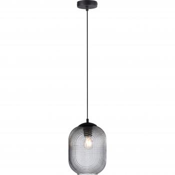 Lámpara colgante Art Deco negra con cristal ahumado Chris Paul Neuhaus 1 luz gris humo