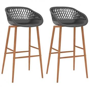 Taburetes de cocina 2 unidades gris con respaldo, muebles interiores, asientos altos para bar y bistró, diseño moderno para hogar y comedor