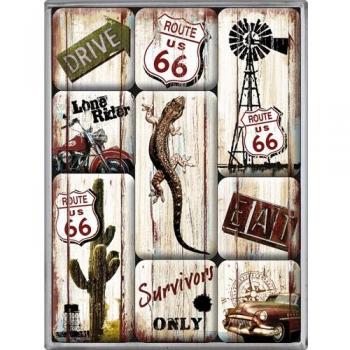 Nostalgic-Art Juego de Imanes Retro Route 66 – Desert – Regalo para Aficionados a Motos, Decoración para la Nevera, Diseño Vintage, 7x9.3x2 cm