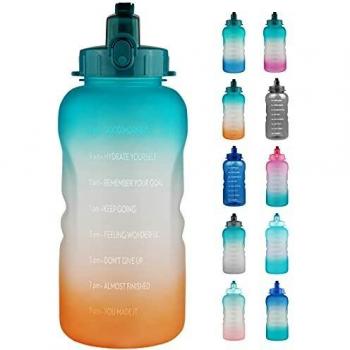Reeho 3.8 L Botella Agua Deporte, Botella Plastica Tritan Reutilizable 1 Galón, Botella Agua Gimnasio con Marcador de Tiempo para Athletic, sin BPA