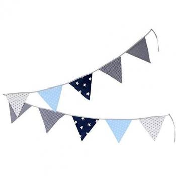 Guirnalda de banderines de ULLENBOOM ® con azul claro azul gris