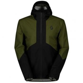 Chaqueta Hardshell Impermeable Scott Explorair Light Dryo 2.5L para Hombre Negra/Verde Fir