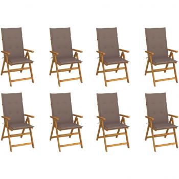 Folding Garden Chairs with Cushions Set of 8 Solid Acacia Wood