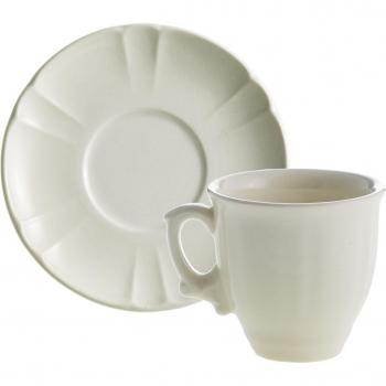 Taza de café con plato Imperio Blanco La Cartuja de Sevilla