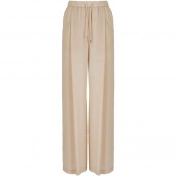 Emporio Armani Women's Drawstring Cotton Trousers in Beige, Size 38, 3D2P931NKGZ0105