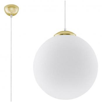 Lámpara colgante UGO 40 E27 en acabado oro blanco con cristal y cable de 130cm