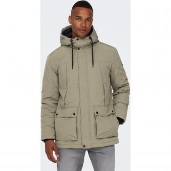 Parka Only&Son 'Jayden' Beige con Capucha y Acolchado de Plumón de Fibra Sintética