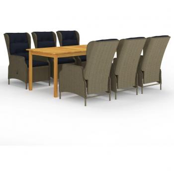 7-Piece Brown Outdoor Dining Set