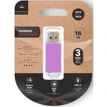 Pendrive 16GB Tech One Tech Basic USB 2.0 Purpura Claro