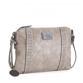 Lois - 93249 Bolso de Mujer Bandolera Ajustable. Doble Cremallera. Bolsillo Trasero con Cremallera. Piel sintética Polipiel, Color Beige