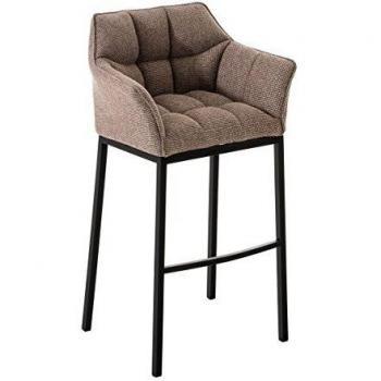 Taburete de Bar Damaso en Tela Confortable con Base de 4 Patas Marrón Tierra y Negro