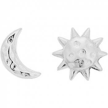 Ear Candy - Pendientes asimétricos Eclipse de plata bañados en rodio.