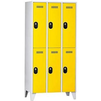 Taquilla de dos pisos Köln Wolf 985606, 3 secciones, gris claro y amarillo zinc