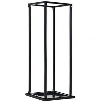 vidaXL Leñero con Base Acero Accesorio Organización Chimenea Práctico Carrito Almacenamiento Transporte Sólido Robusto Resistente Negro 37x37x113cm
