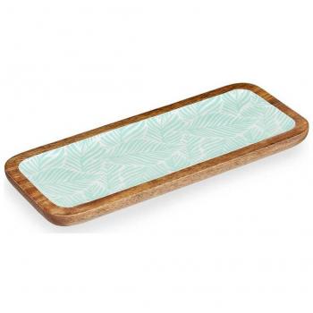 Gift Decor Centro de Mesa 38 x 15 cm Hoja de planta Blanco Marrón Verde Resina Madera de mango